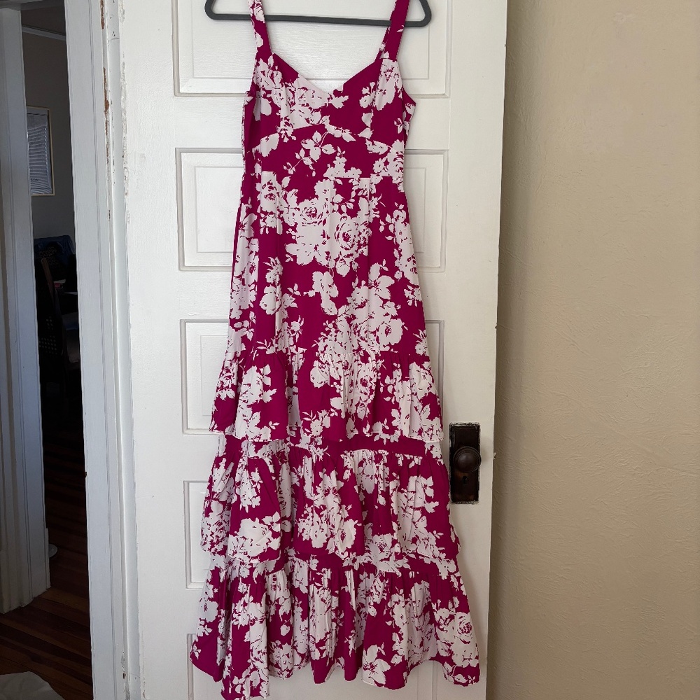 Abercrombie & Fitch Drama Ruffle Tiered Maxi Dress in Pink Floral